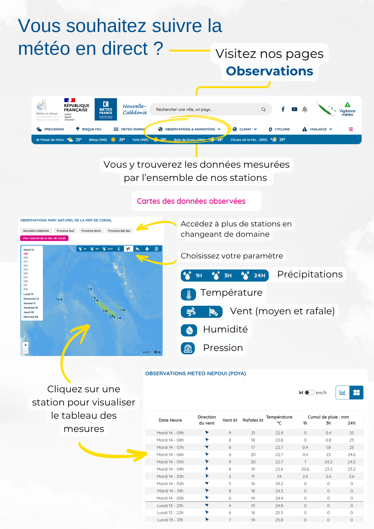 Les pages Observations