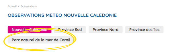 Menu "Parc naturel de la mer de Corail"