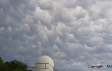 Stratocumulus stratiformis opacus mamma photographié au service de la météorologie à Nouméa le mercredi 4 juin 2025 à 9h00.