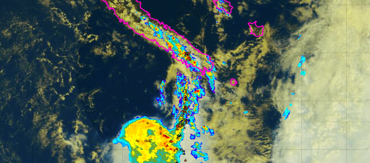Image satellite Himawai 9 du vendredi 2 octobre à 13h00 loc. 