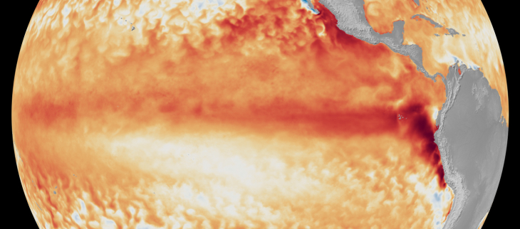 Imagerie satellite montrant la différence entre les températures moyennes de la surface de la mer à l'équateur dans l'océan Pacifique tropical (représentées par différentes nuances de rouge et d'orange pour la chaleur) au cours de la première semaine de juin 2026, par rapport à la base de référence utilisée par le programme Coral Reef Watch de la NOAA.