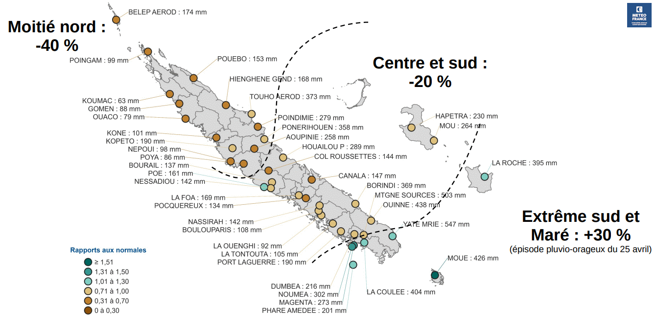 Répartition du déficit hydrique au cours des 2 derniers mois